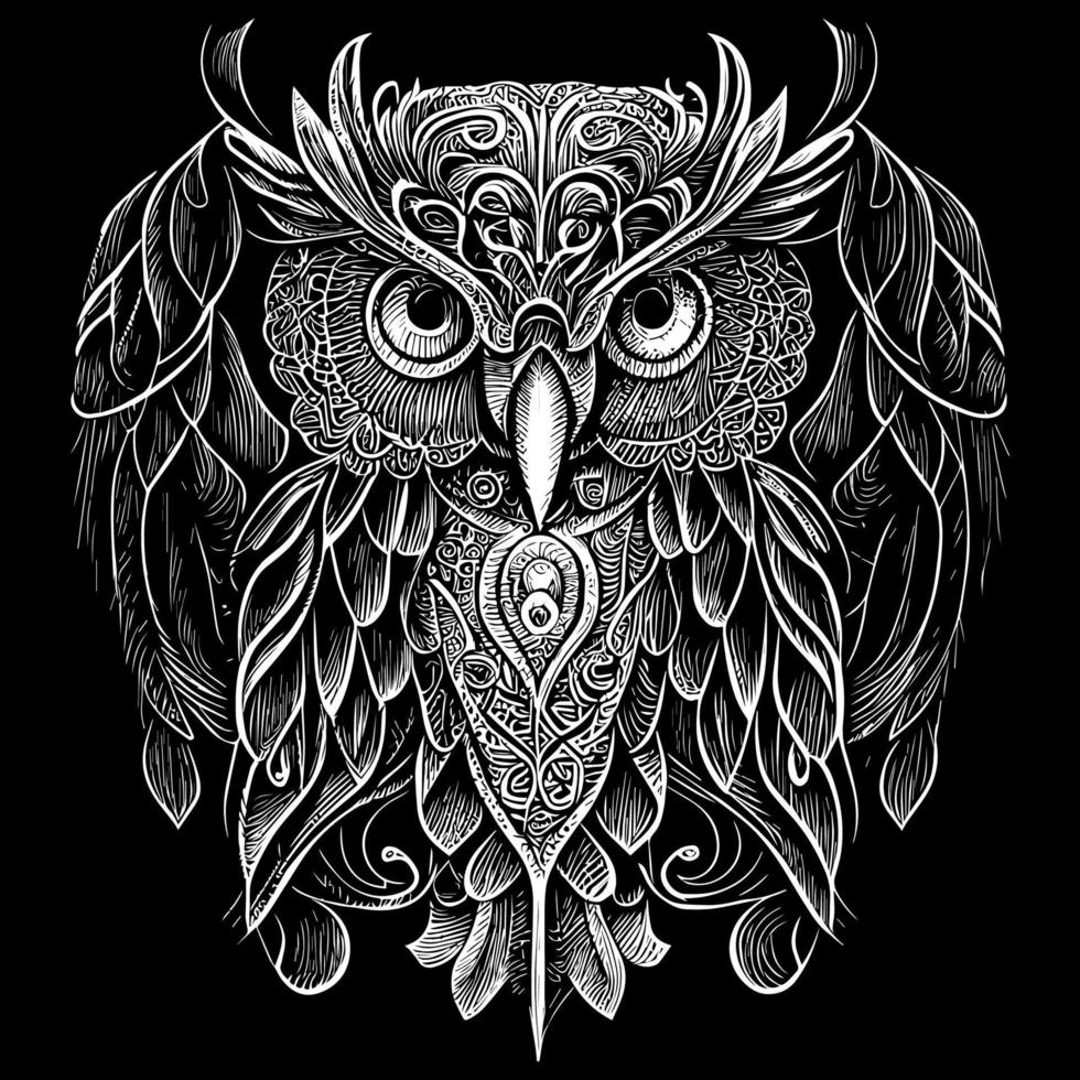 Beautiful illustration of an owl perfectly captures its enigmatic and graceful nature. The intricate details and vibrant colors bring this nocturnal bird to life, creating a mesmerizing piece of art vector