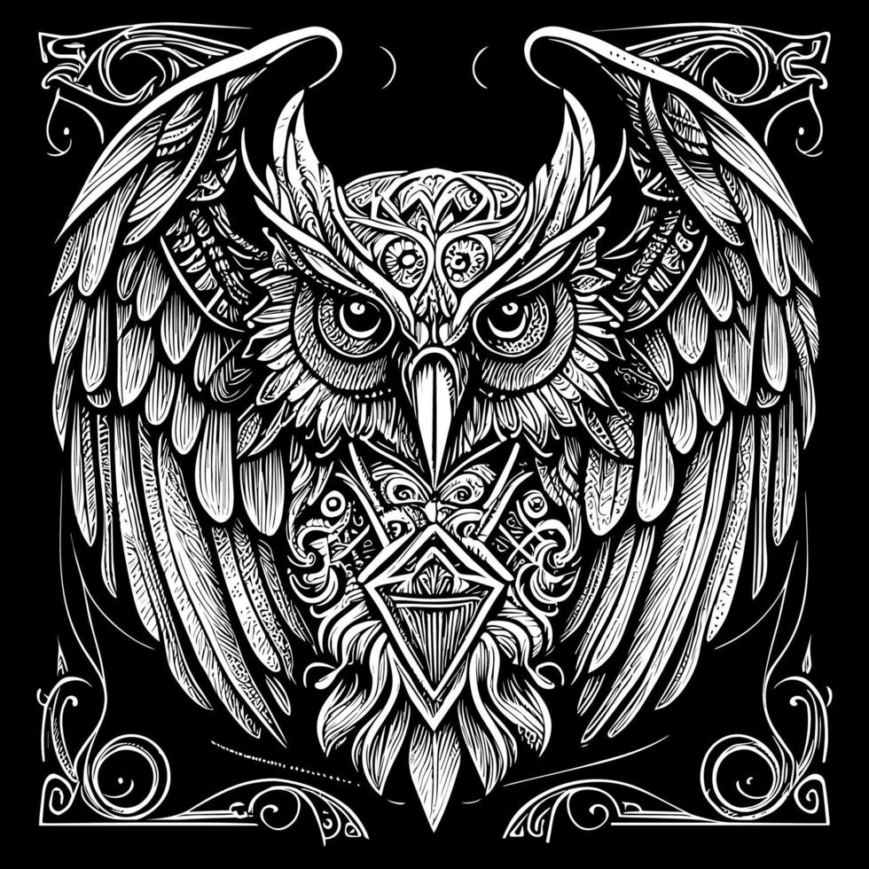 Beautiful illustration of an owl perfectly captures its enigmatic and graceful nature. The intricate details and vibrant colors bring this nocturnal bird to life, creating a mesmerizing piece of art vector
