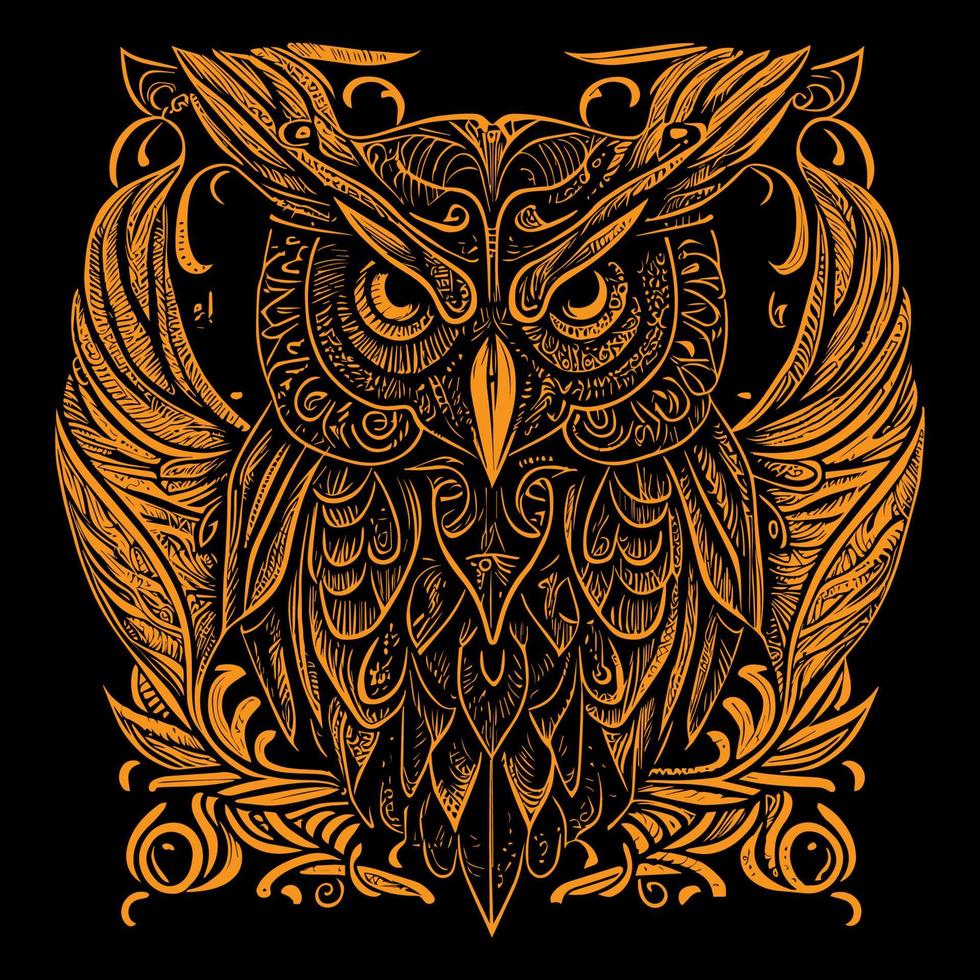 Beautiful illustration of an owl perfectly captures its enigmatic and graceful nature. The intricate details and vibrant colors bring this nocturnal bird to life, creating a mesmerizing piece of art vector