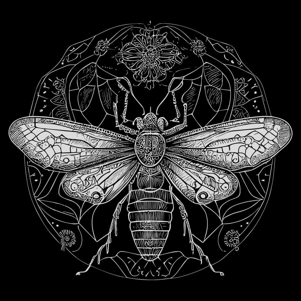 The death's head moth illustration in line art is a strikingly beautiful and intricate representation of this iconic species, capturing its unique features and patterns with precise lines and shading vector