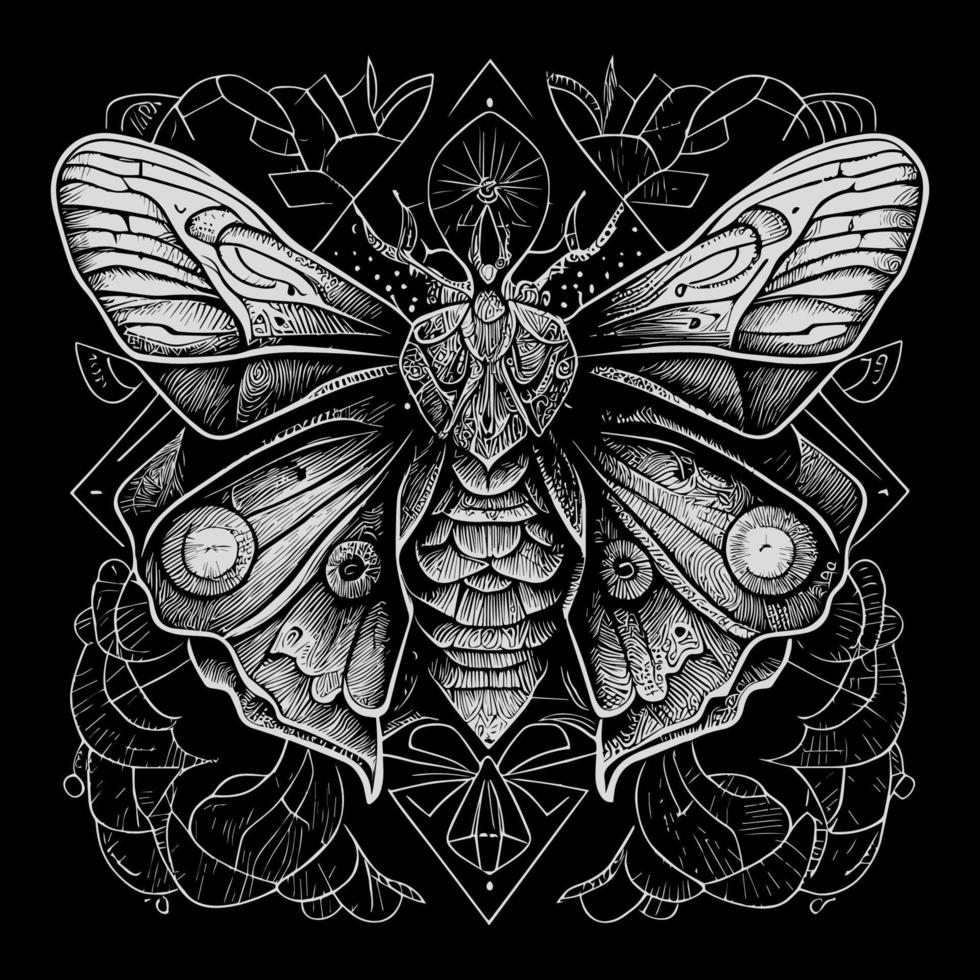 The death's head moth illustration in line art is a strikingly beautiful and intricate representation of this iconic species, capturing its unique features and patterns with precise lines and shading vector