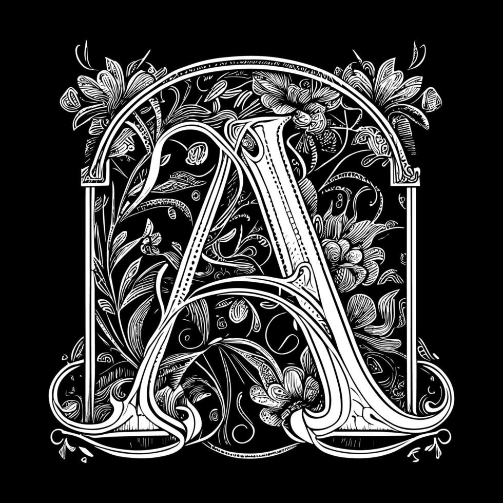 Letter A floral ornament logo is a beautiful and intricate design that features delicate floral elements to create a unique and elegant branding image vector