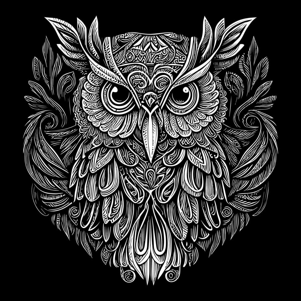 Beautiful illustration of an owl perfectly captures its enigmatic and graceful nature. The intricate details and vibrant colors bring this nocturnal bird to life, creating a mesmerizing piece of art vector