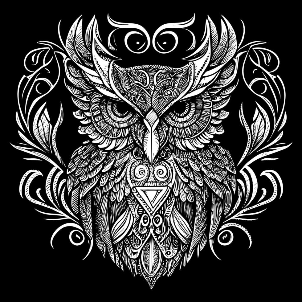 Beautiful illustration of an owl perfectly captures its enigmatic and graceful nature. The intricate details and vibrant colors bring this nocturnal bird to life, creating a mesmerizing piece of art vector