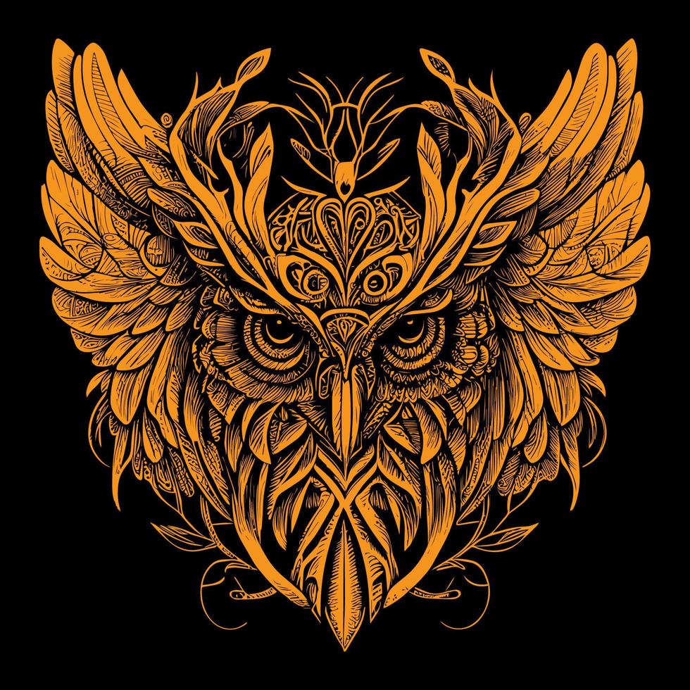 Beautiful illustration of an owl perfectly captures its enigmatic and graceful nature. The intricate details and vibrant colors bring this nocturnal bird to life, creating a mesmerizing piece of art vector