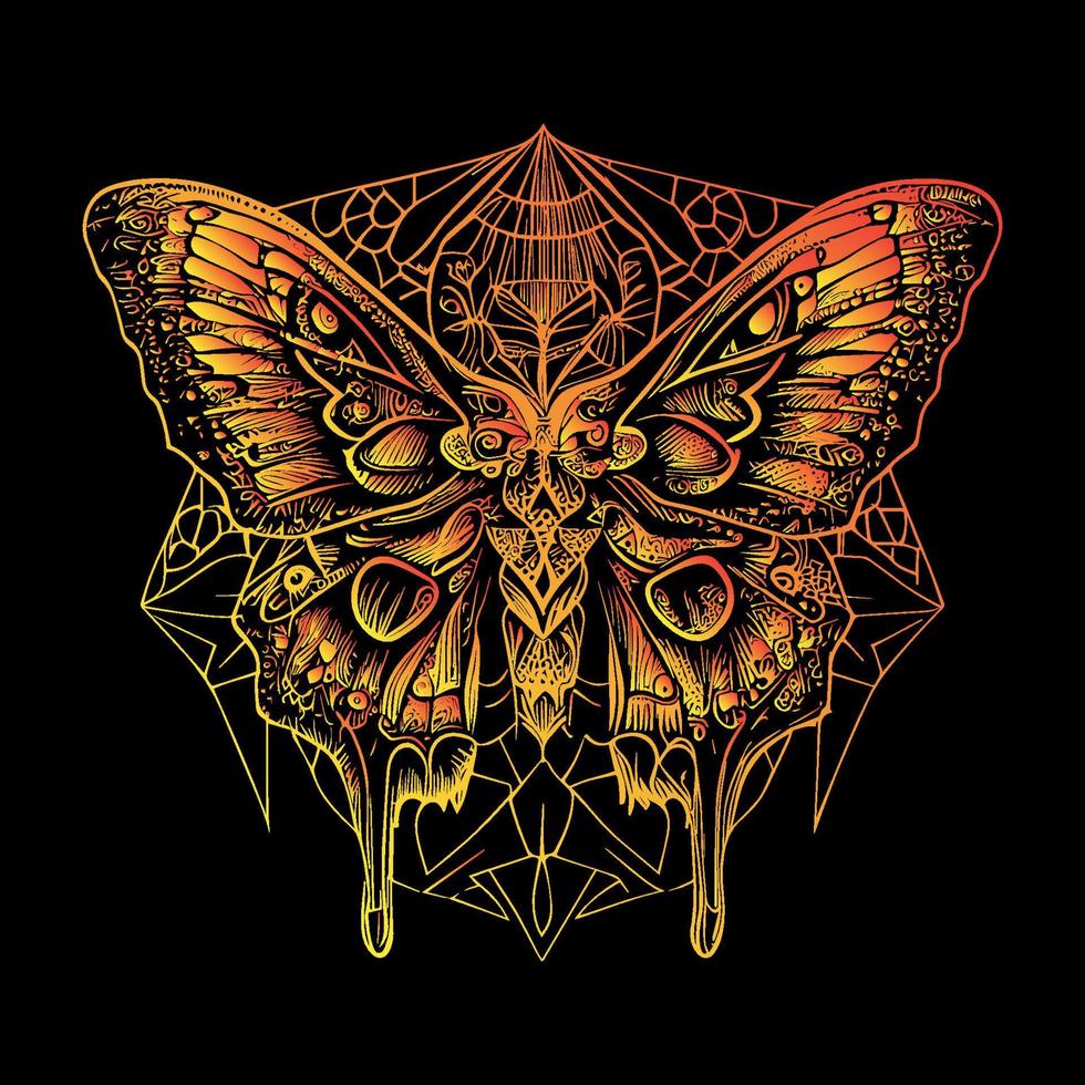 This artwork showcases a stunning black butterfly with intricate details and delicate lines. A striking contrast of light and dark creates a beautiful image vector