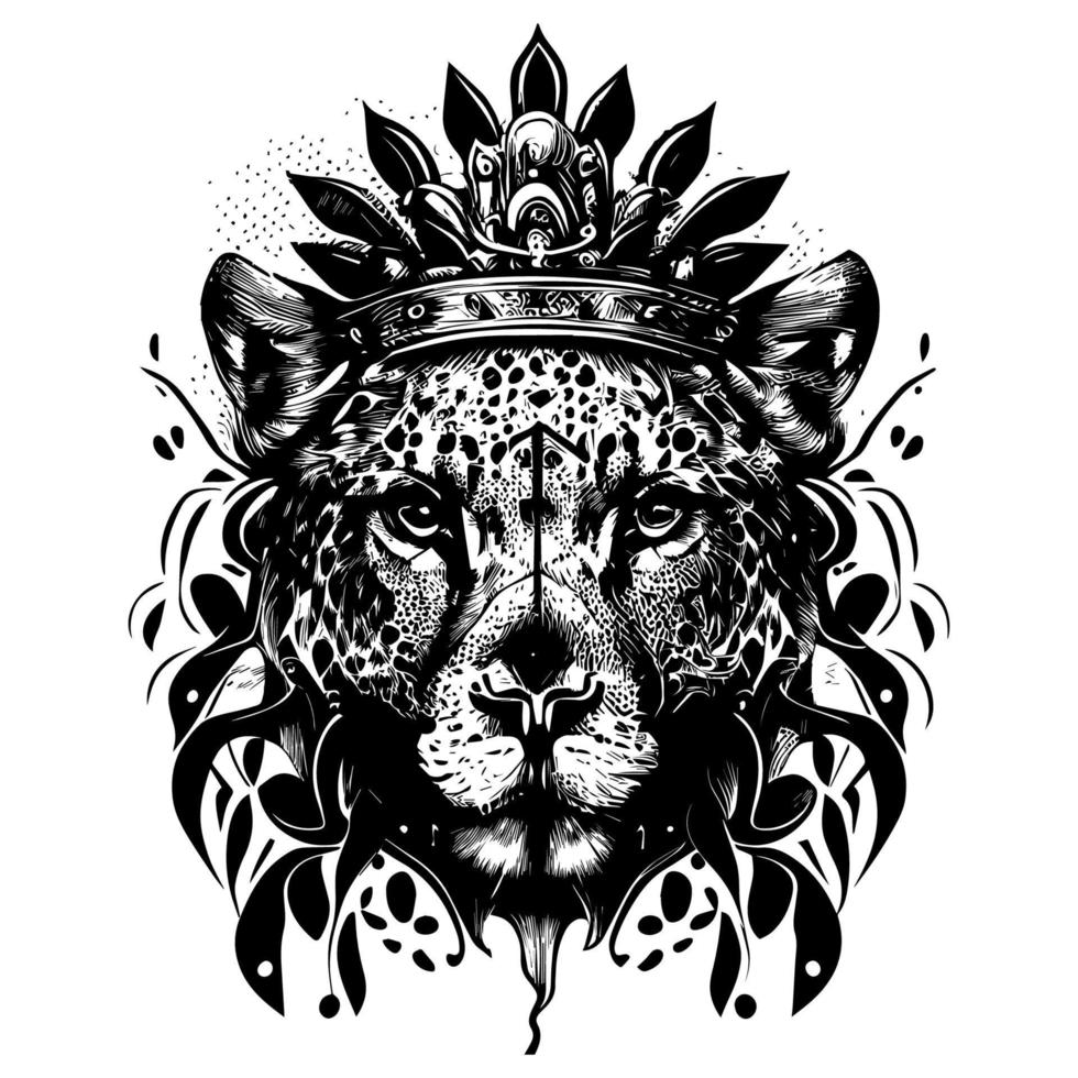 a majestic tiger with a crown, symbolizing power, royalty, and strength. The intricate details and vivid colors create a regal image vector