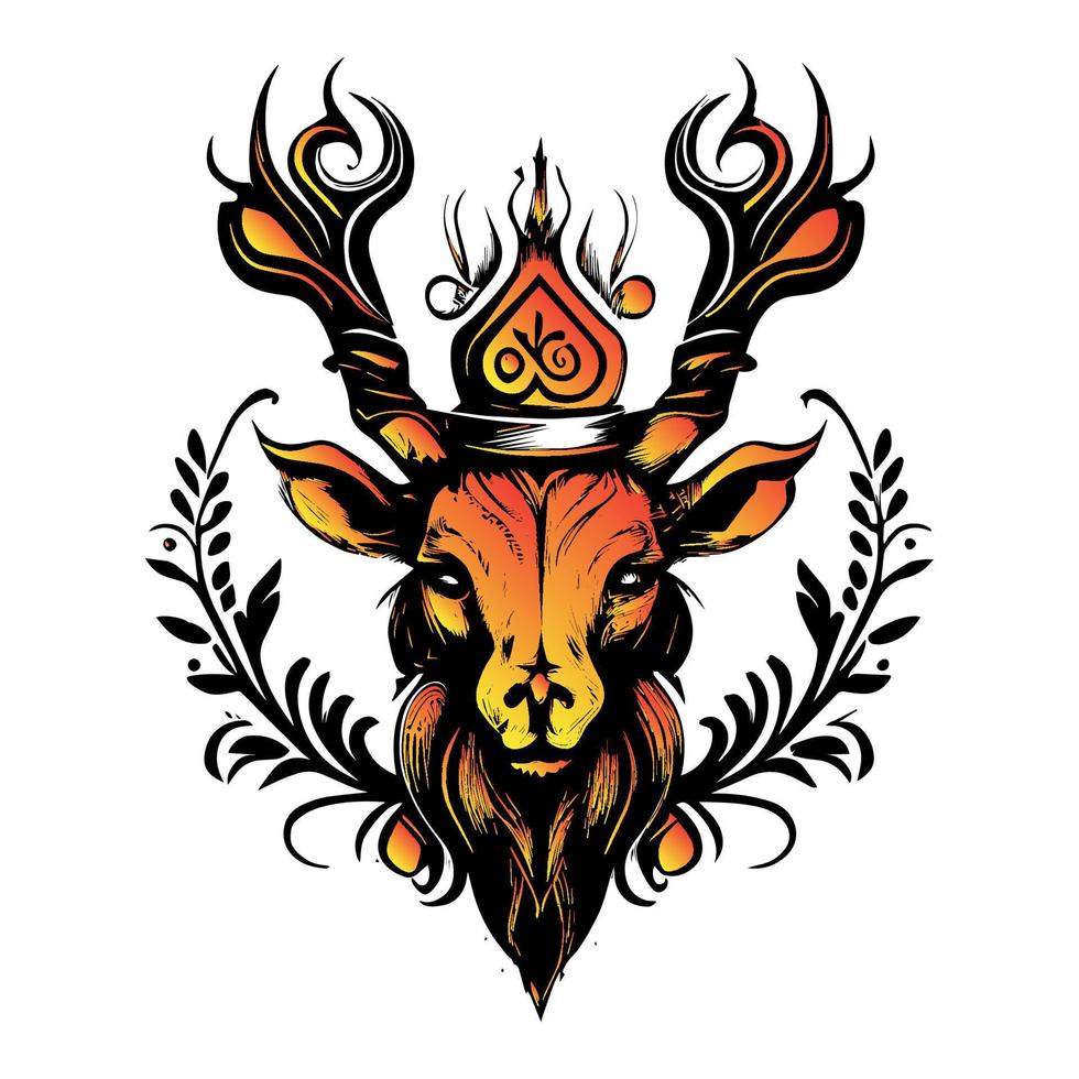 The deer head with a crown is a majestic and regal portrayal of this graceful woodland creature vector