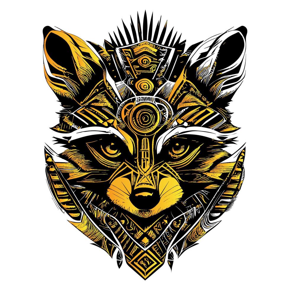 Raccoon head illustration charming depiction of this woodland creature. Its expression is curious and mischievous, and its fur is rendered in intricate detail vector