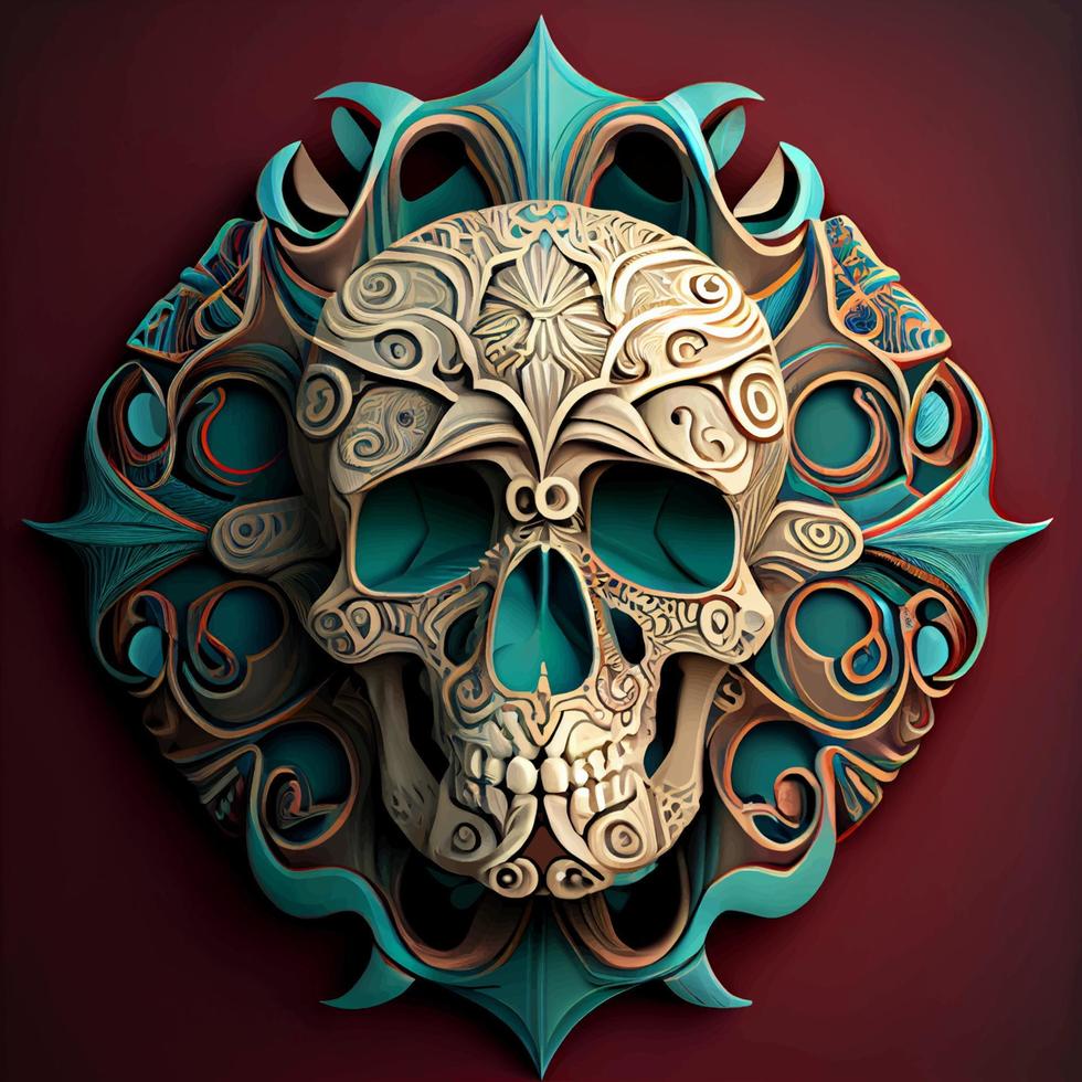 An Indian skull head is a representation of a skull with Native American cultural symbols, often used as a decorative item in art vector