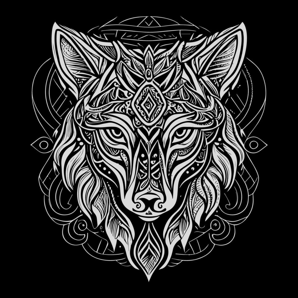 The angry wolf head line art illustration is a stunningly detailed portrayal of the fierce and majestic animal, capturing its intense expression and sharp features with precise lines and shading vector