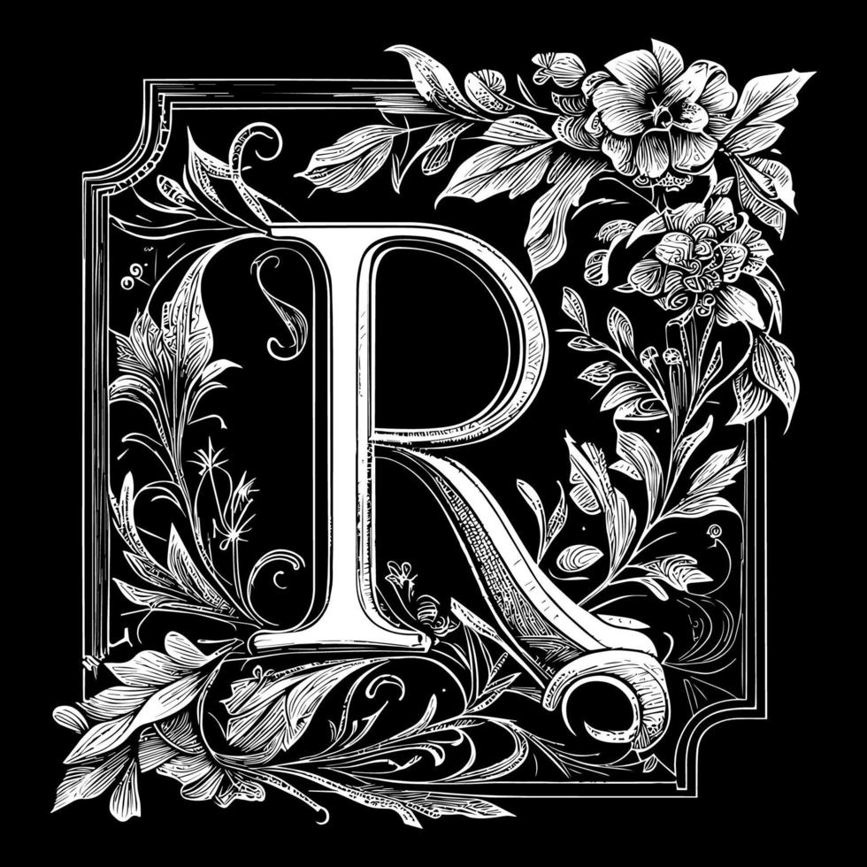 Letter R floral ornament logo is a beautiful and intricate design that features delicate floral elements to create a unique and elegant branding image vector