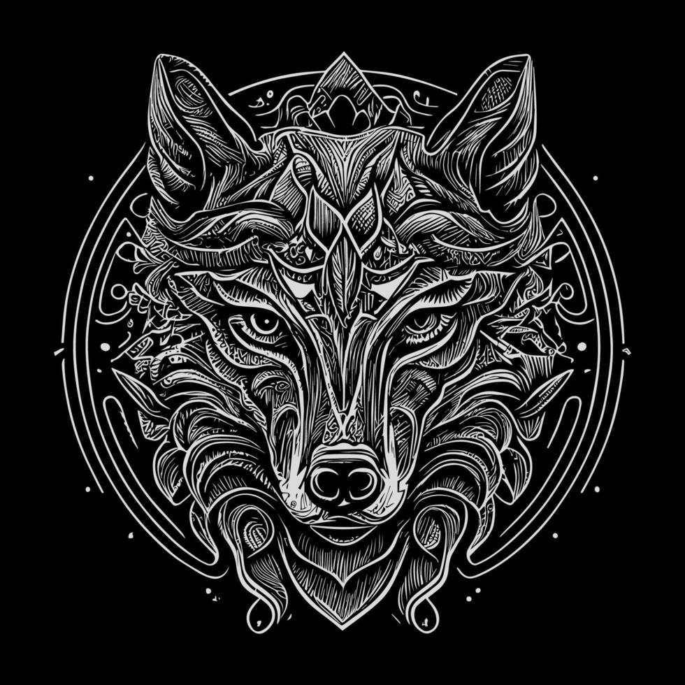 el enojado lobo cabeza línea Arte ilustración es un sensacionalmente detallado representación de el feroz y majestuoso animal, capturar sus intenso expresión y agudo caracteristicas con preciso líneas y sombreado vector