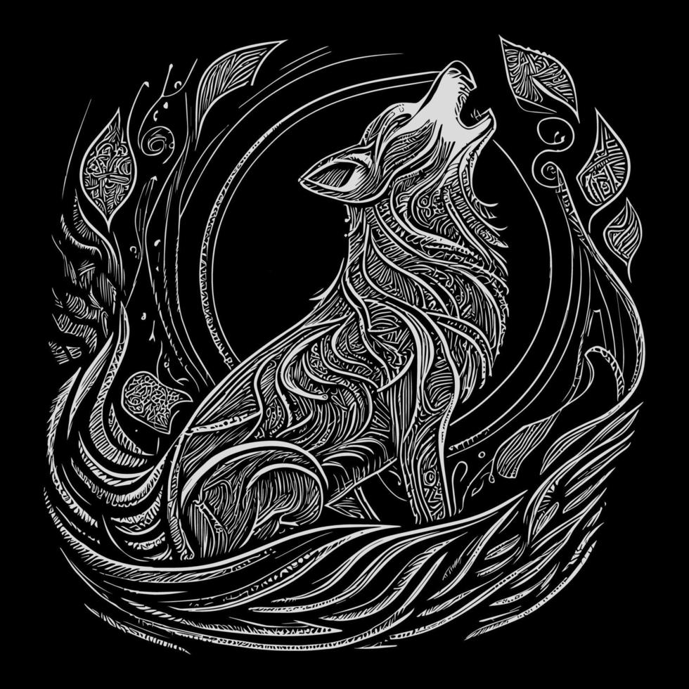 The angry wolf head line art illustration is a stunningly detailed portrayal of the fierce and majestic animal, capturing its intense expression and sharp features with precise lines and shading vector