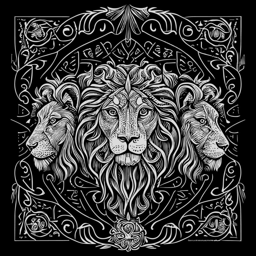 Stunning drawing portrays the majestic head of a lion adorned with a crown,symbolizing power and royalty. intricate details bring this regal creature to life, creating a truly captivating piece of art vector