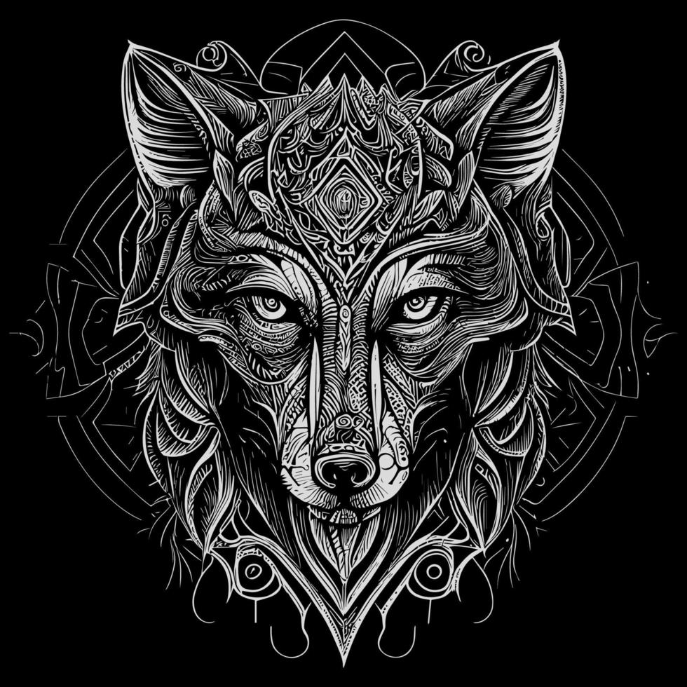 el enojado lobo cabeza línea Arte ilustración es un sensacionalmente detallado representación de el feroz y majestuoso animal, capturar sus intenso expresión y agudo caracteristicas con preciso líneas y sombreado vector