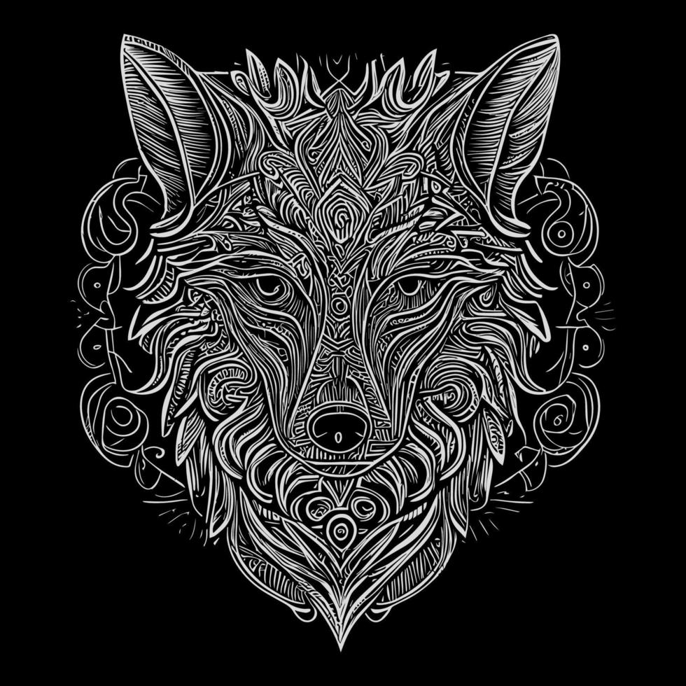 The angry wolf head line art illustration is a stunningly detailed portrayal of the fierce and majestic animal, capturing its intense expression and sharp features with precise lines and shading vector