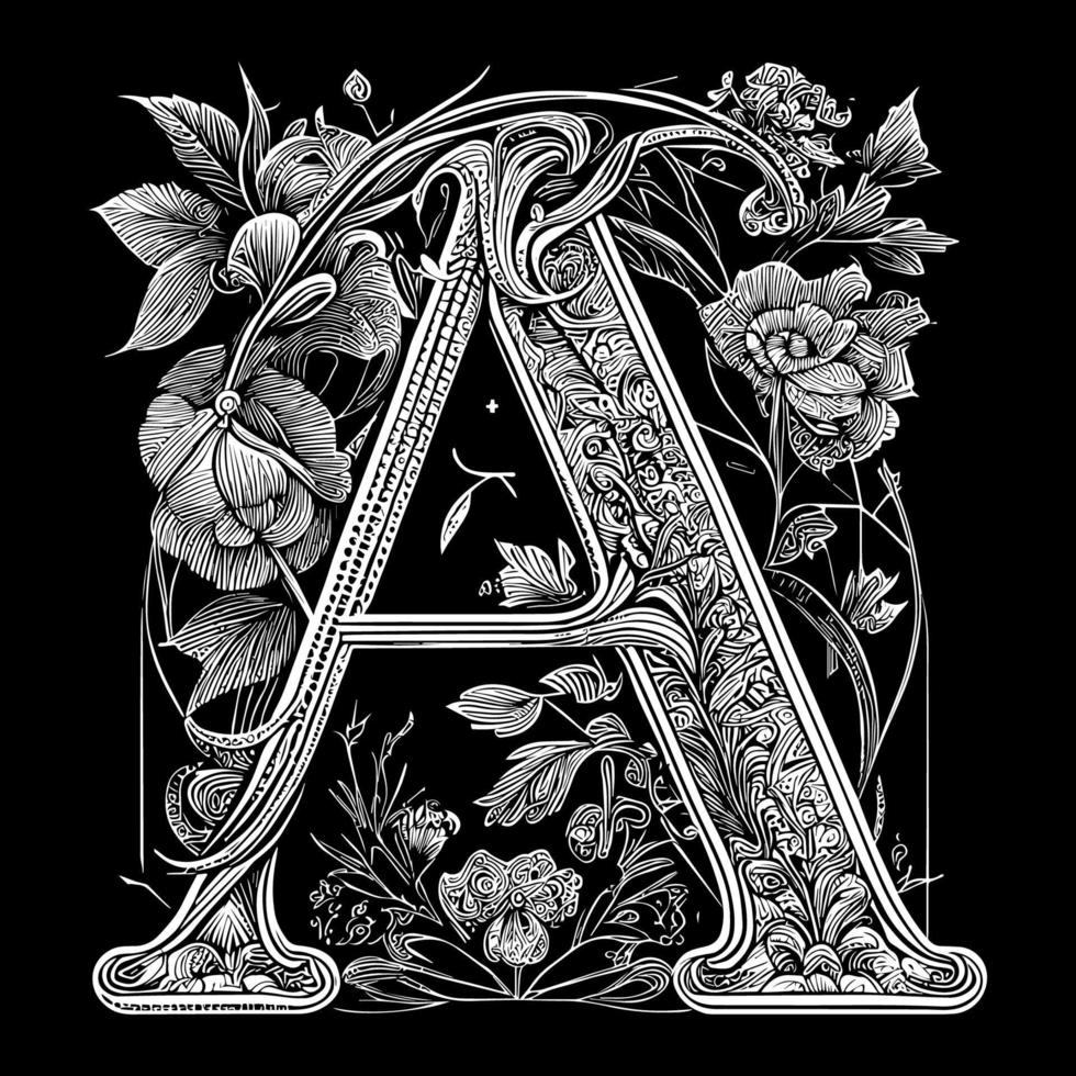 Letter A floral ornament logo is a beautiful and intricate design that features delicate floral elements to create a unique and elegant branding image vector