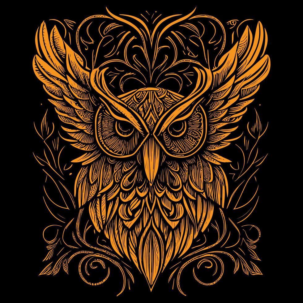 Beautiful illustration of an owl perfectly captures its enigmatic and graceful nature. The intricate details and vibrant colors bring this nocturnal bird to life, creating a mesmerizing piece of art vector