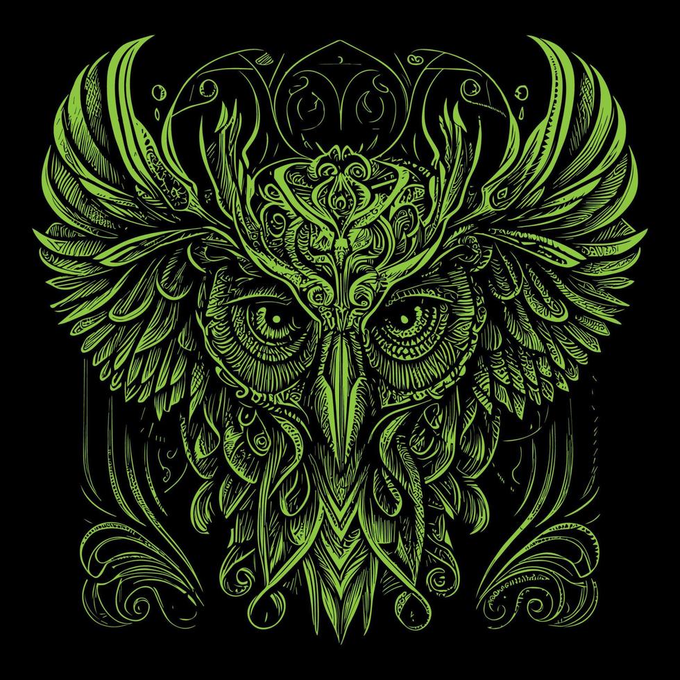 Beautiful illustration of an owl perfectly captures its enigmatic and graceful nature. The intricate details and vibrant colors bring this nocturnal bird to life, creating a mesmerizing piece of art vector