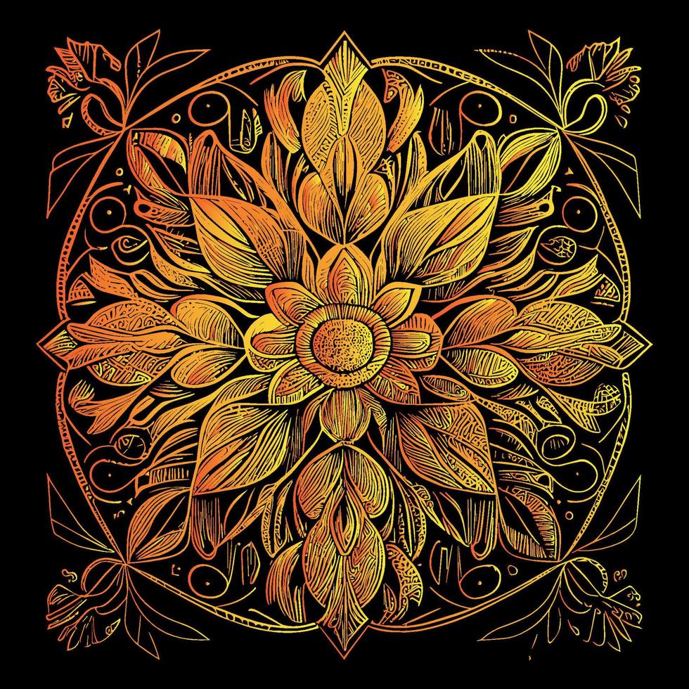 This illustration showcases a beautiful but eerie image of a dark flower. The intricate details and shadowy tones evoke a sense of mystery and foreboding vector