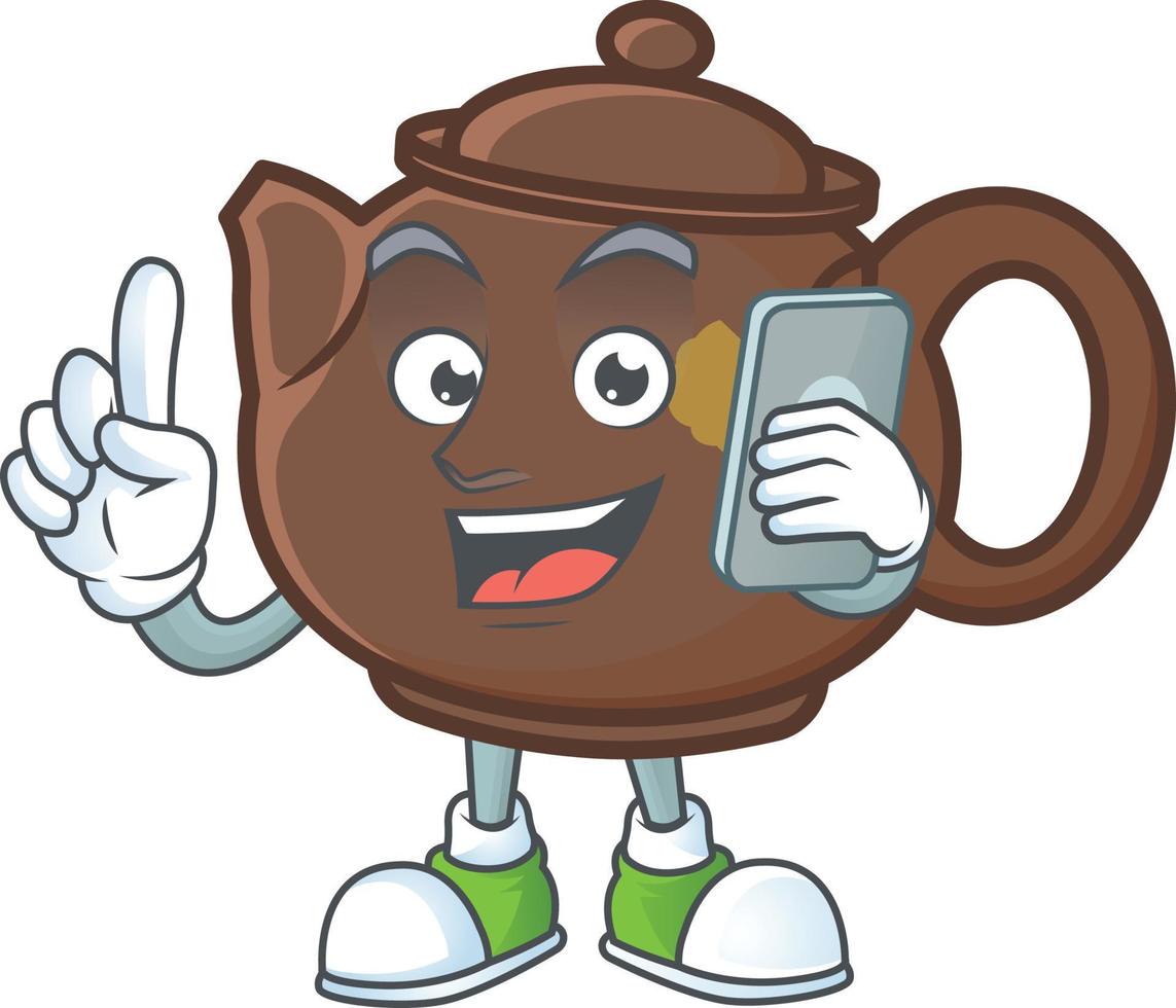 Teapot cartoon character style vector