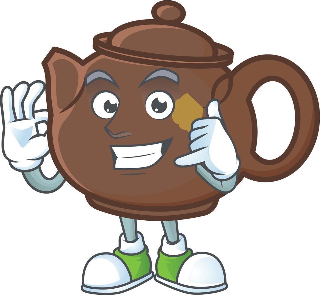 Teapot cartoon character style vector