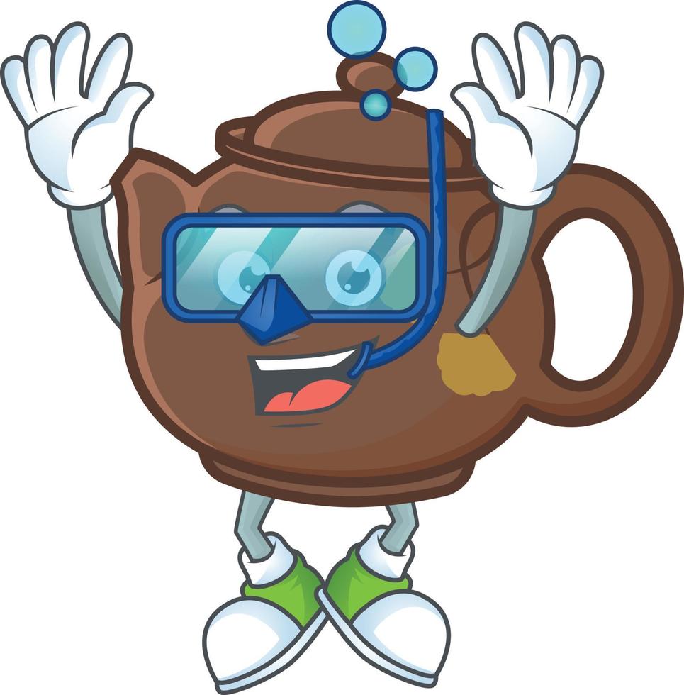 Teapot cartoon character style vector