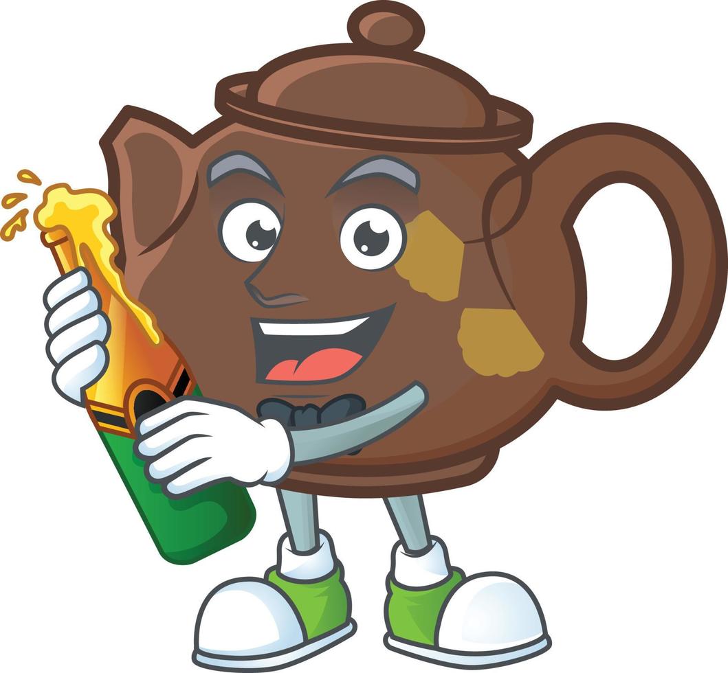 Teapot cartoon character style vector