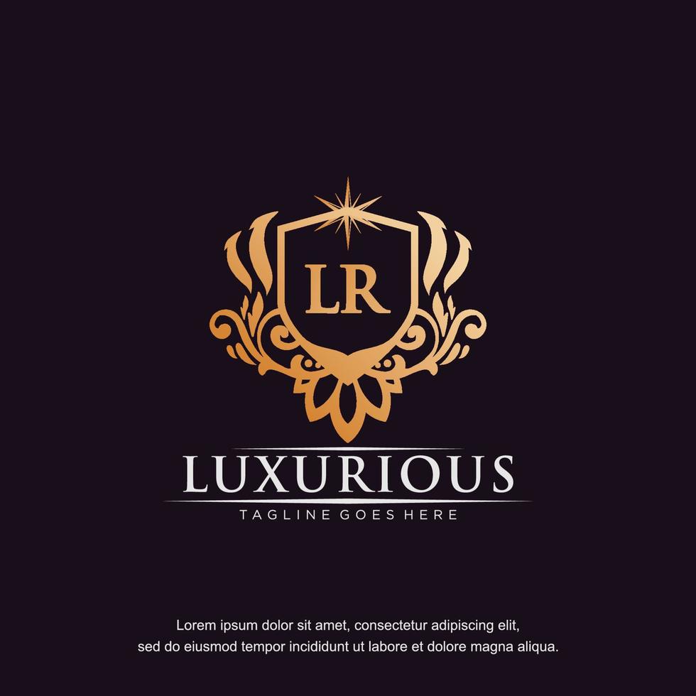 LR initial letter luxury ornament gold monogram logo template vector art.