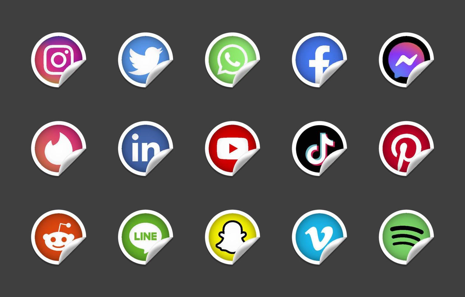 social medios de comunicación logo pegatina colección vector