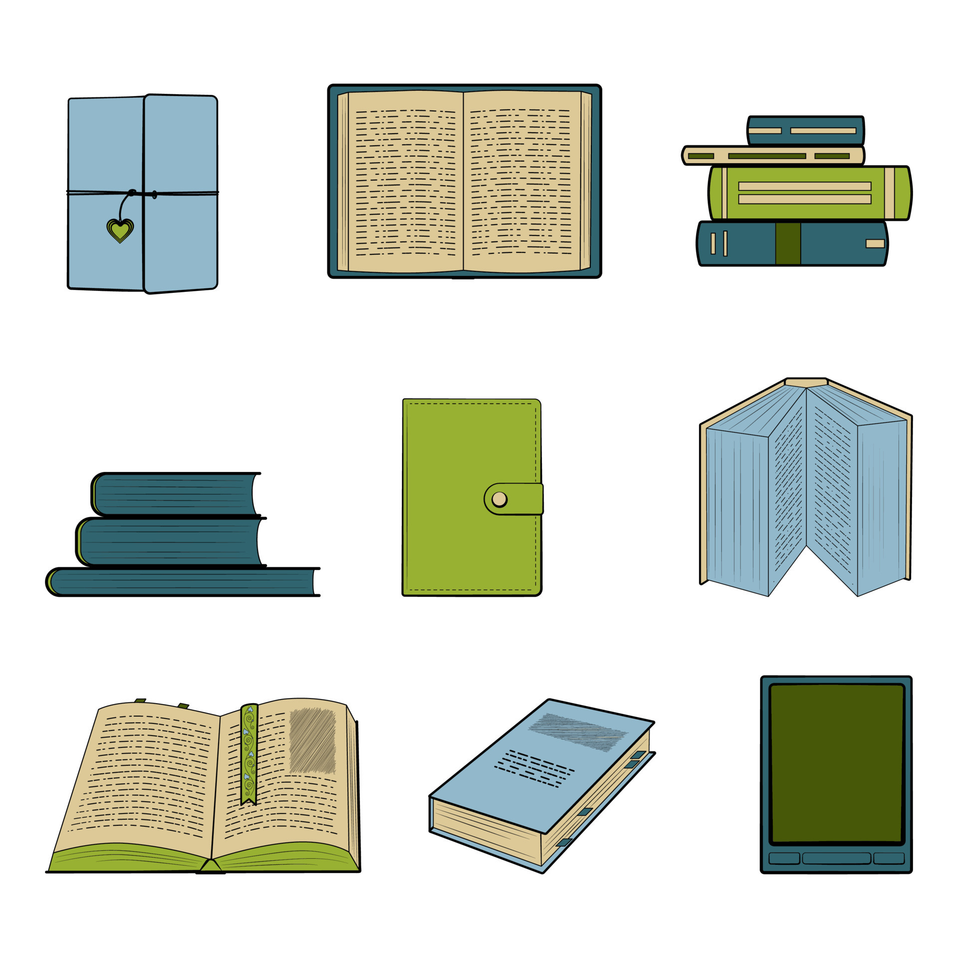 Books A set of nine color books 20318822 Vector Art at Vecteezy