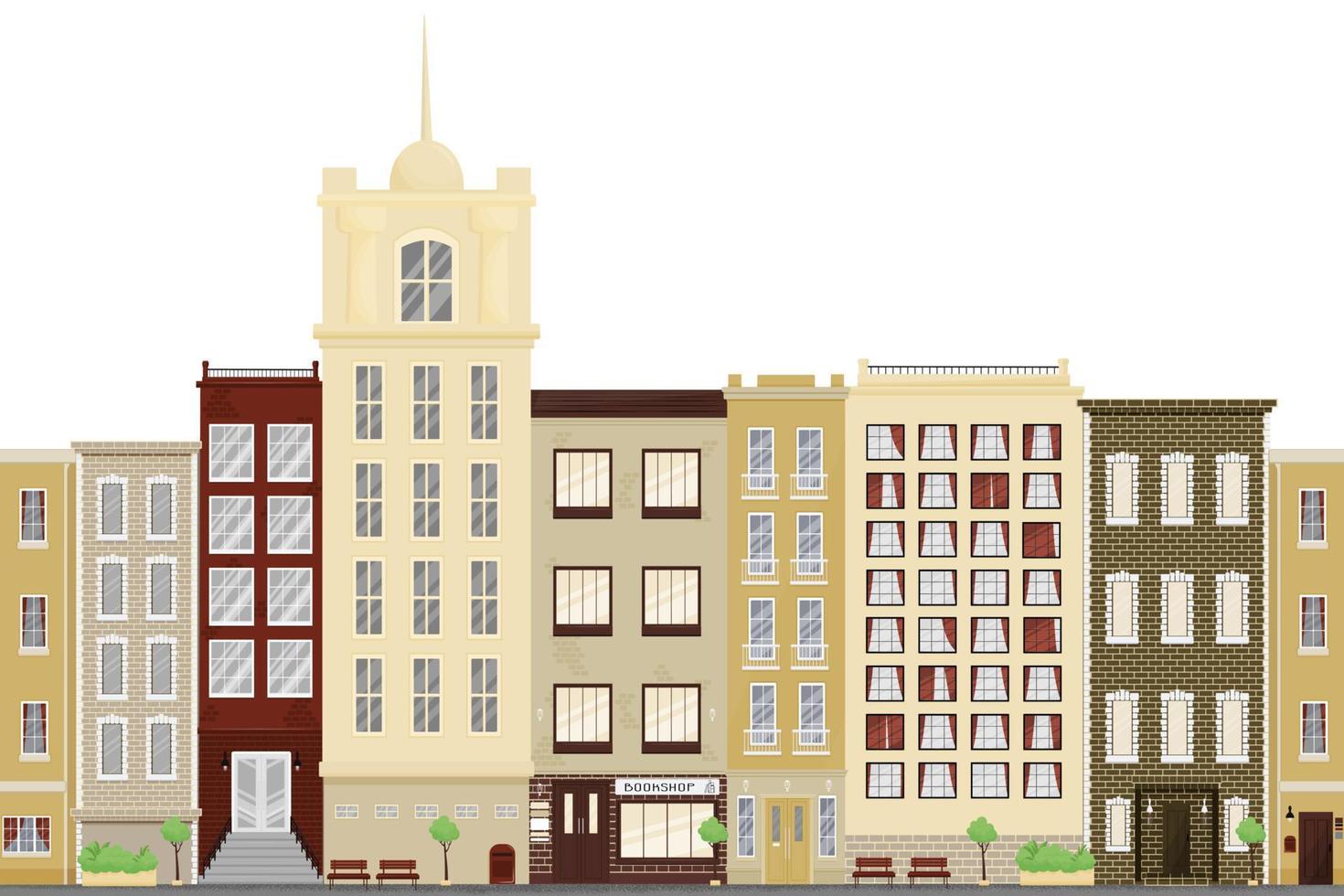 Seamless border of the city transparent vector