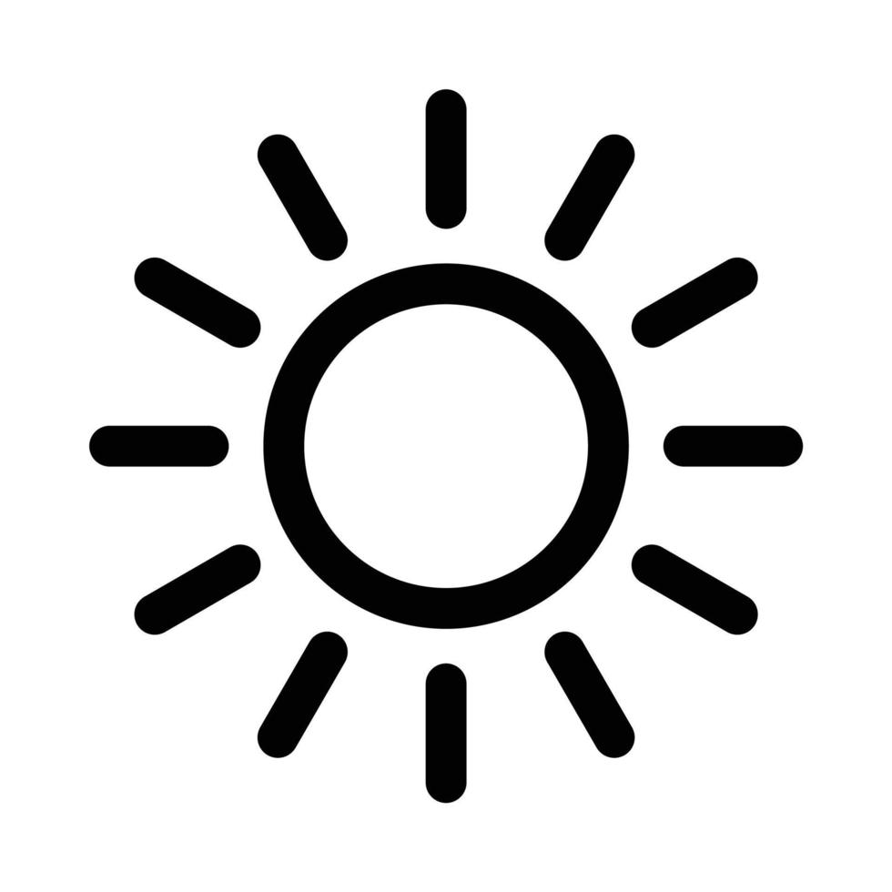 Sun icon to show the time of day in the weather forecast or lighting brightness vector