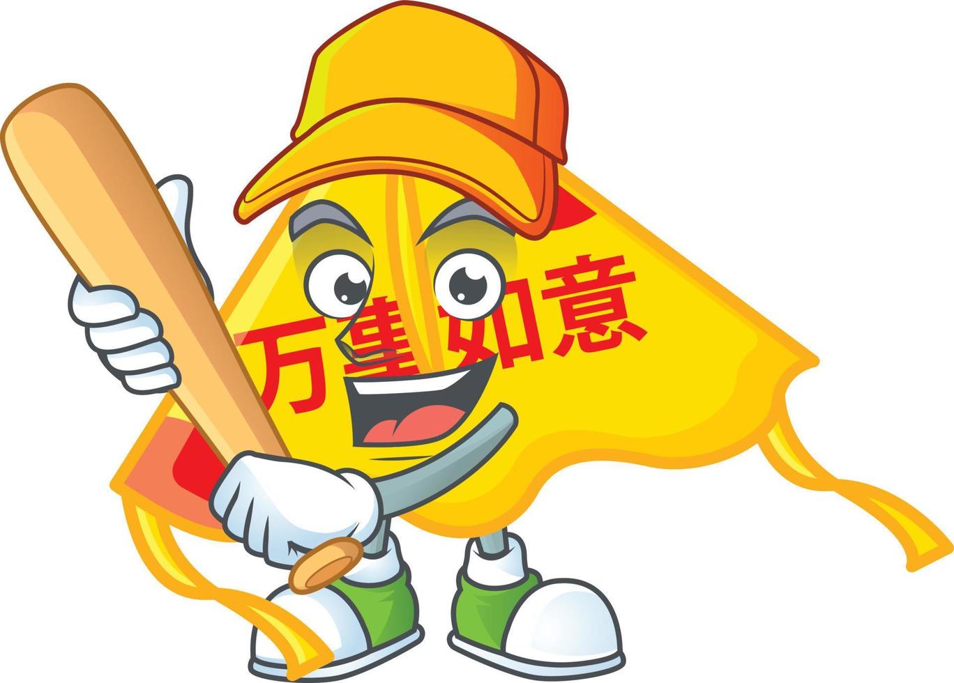 Chinese gold kite cartoon character style vector