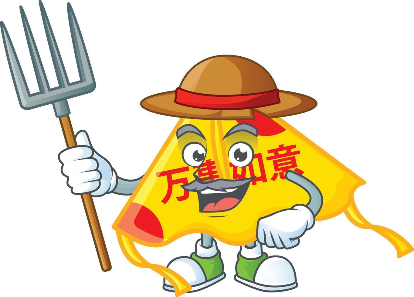 Chinese gold kite cartoon character style vector