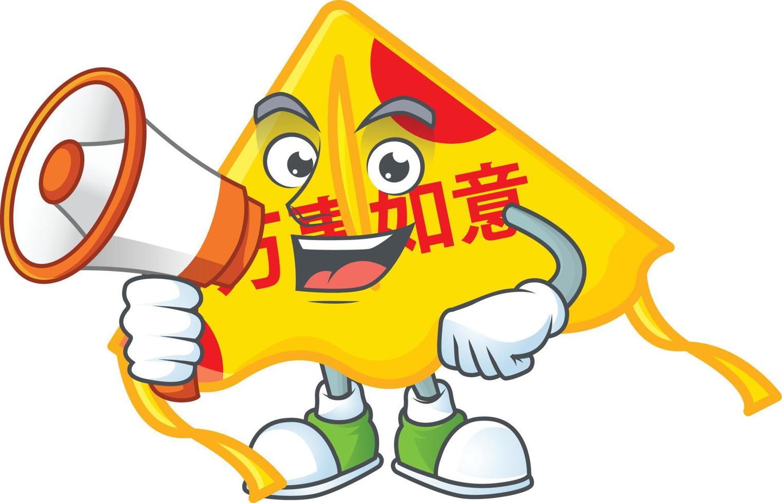 Chinese gold kite cartoon character style vector
