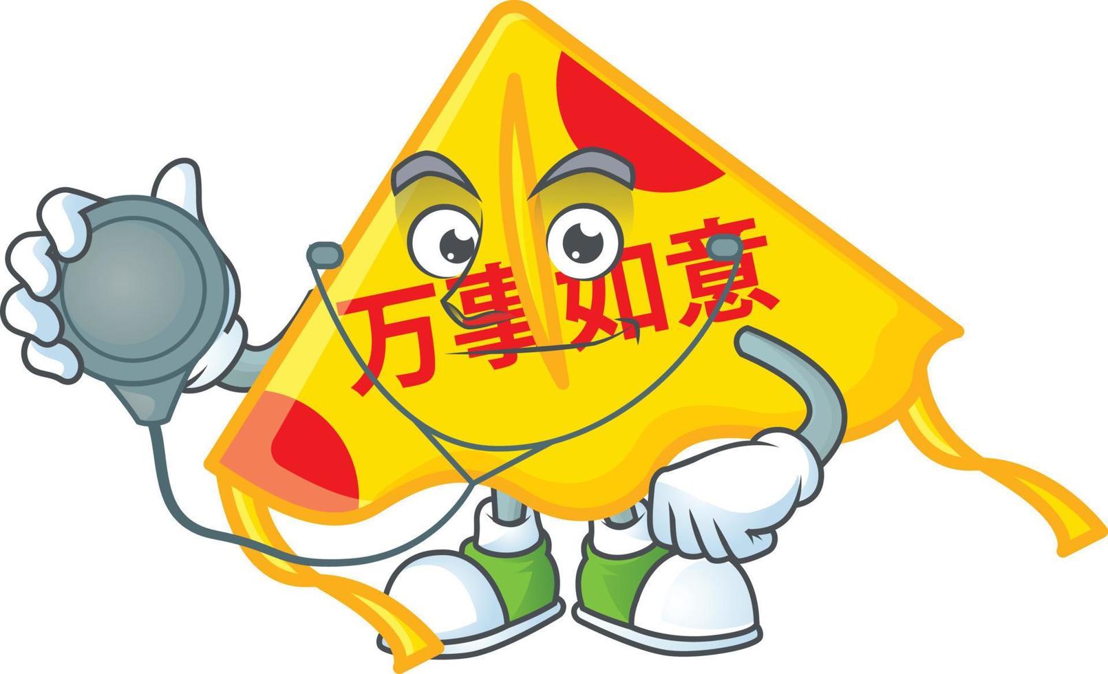 Chinese gold kite cartoon character style vector