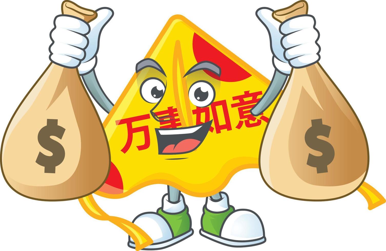 Chinese gold kite cartoon character style vector