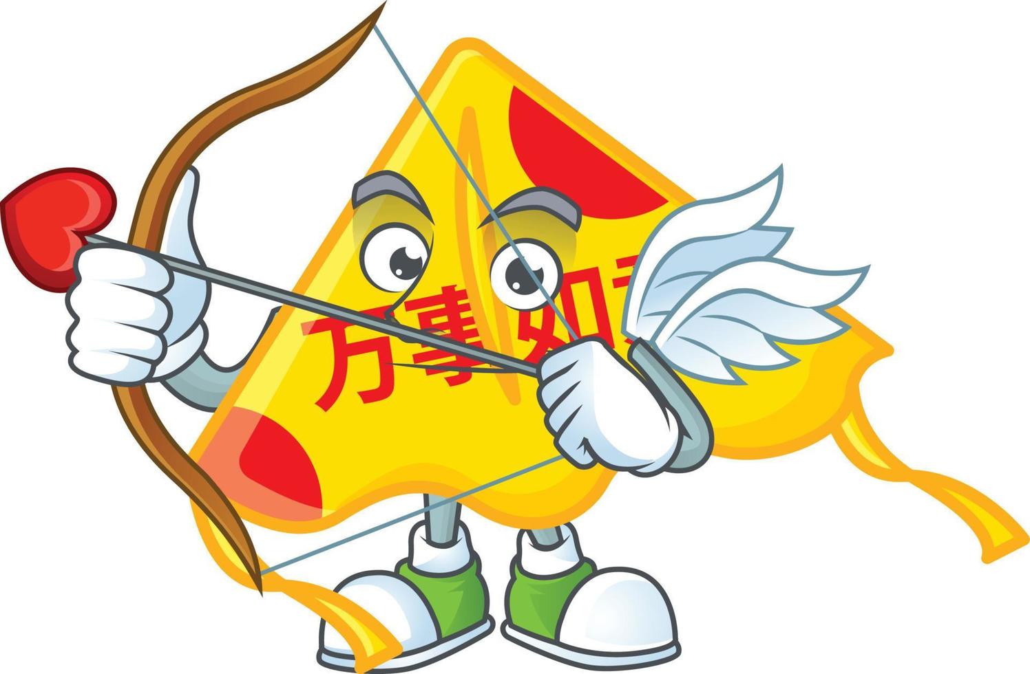 Chinese gold kite cartoon character style vector