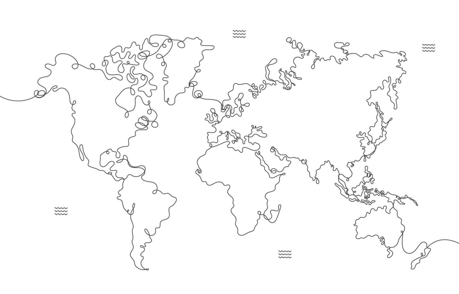 uno línea Arte mundo mapa concepto vector