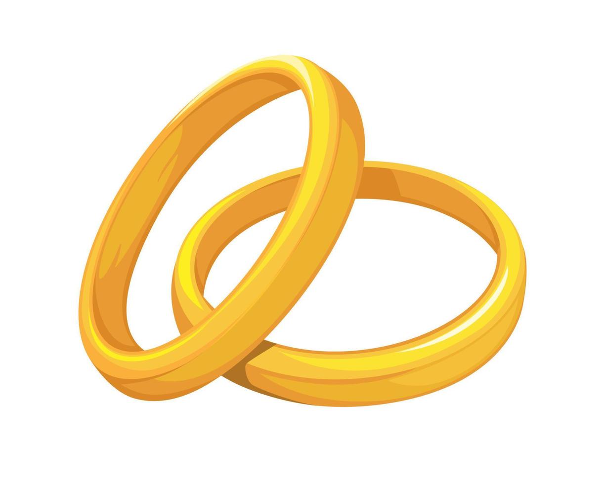 Wedding Couple Golden Ring symbol cartoon illustration vector