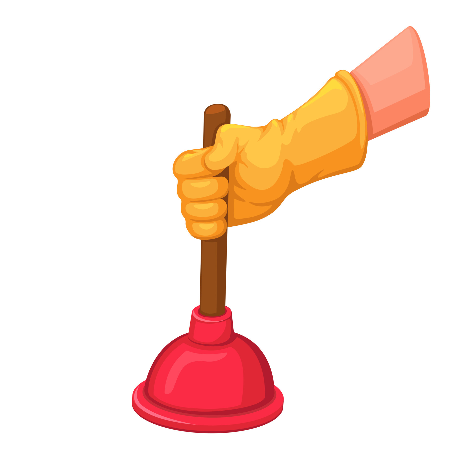 Hand wear glove holding toilet plunger symbol cartoon illustration