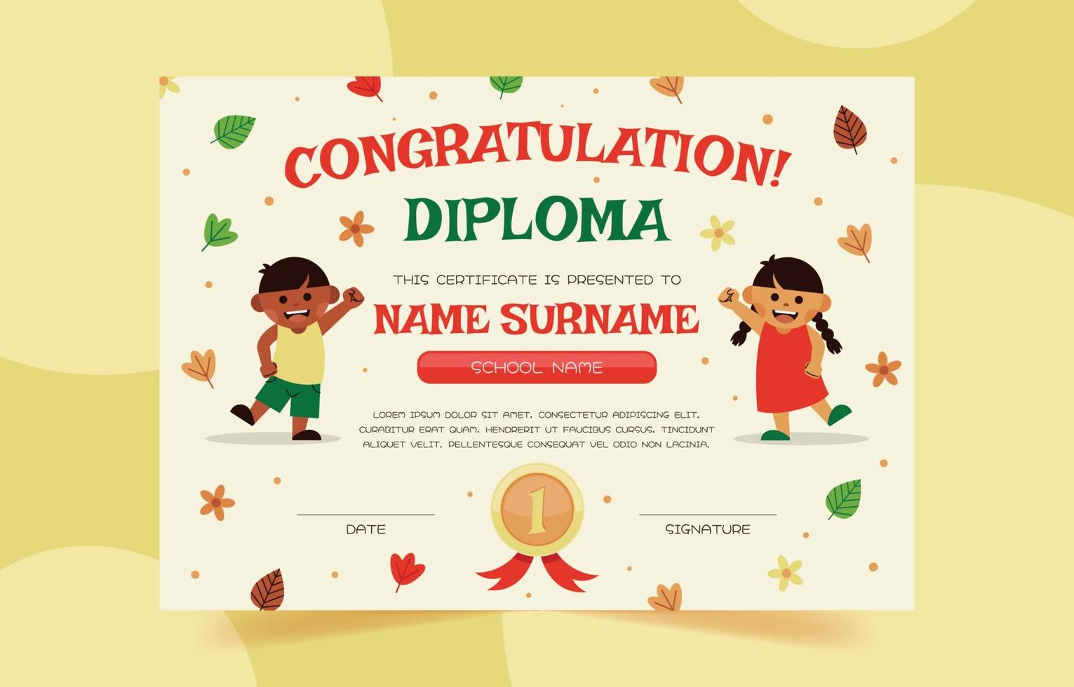 Fun Children Certificate Template vector