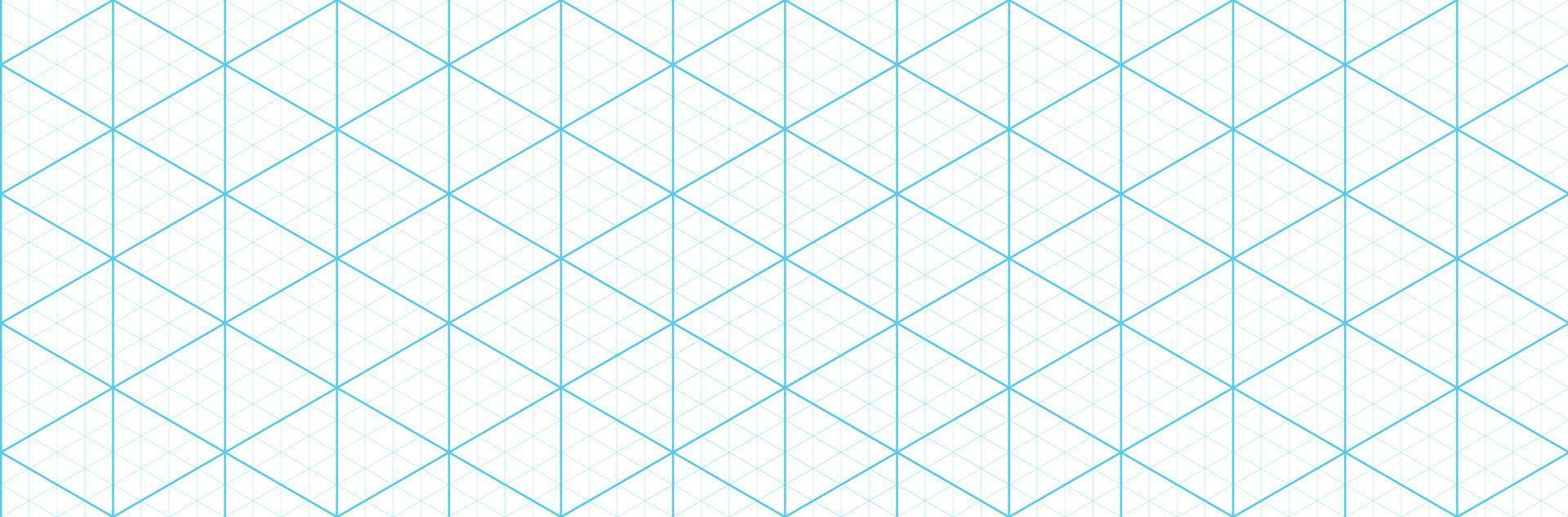 Blue isometric grid graph paper background. Seamless pattern guide background. Desigh for engineering or mechanical layout drawing. Vector illustration