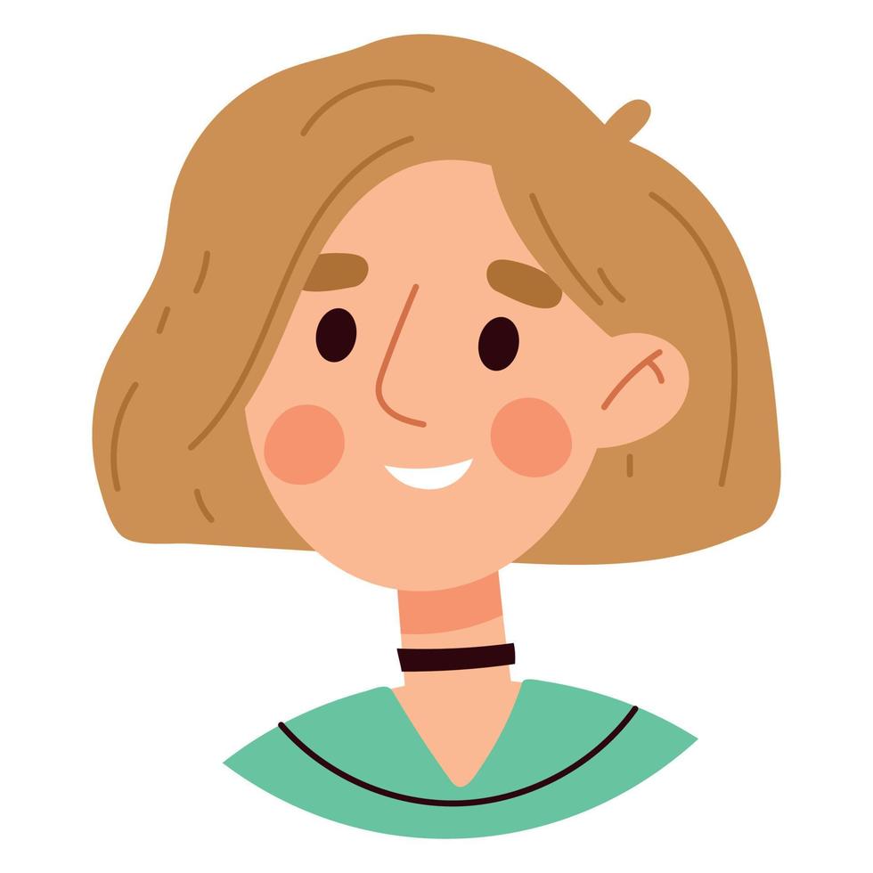 People avatars. Characters head portraits. Happy modern young person avatars. Flat vector illustration