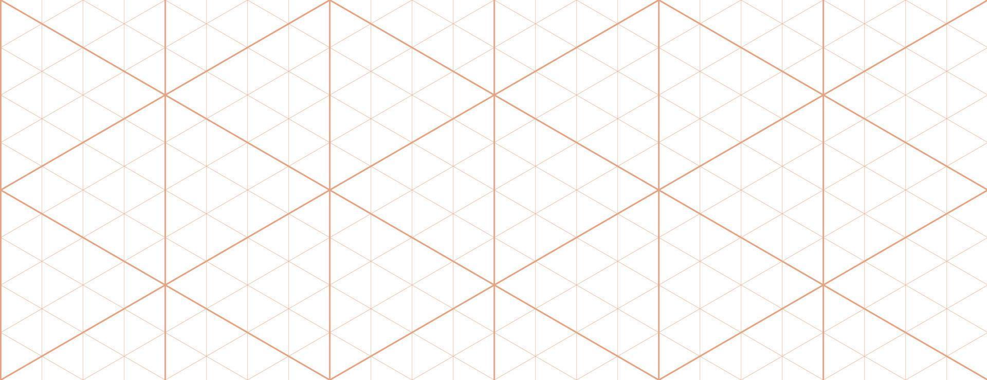 Orange isometric grid graph paper background. Seamless pattern guide background. Desigh for engineering or mechanical layout drawing. Vector illustration