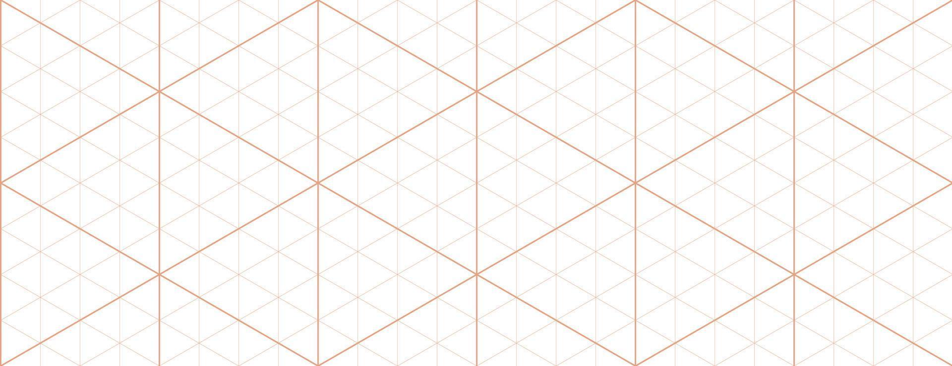 Orange isometric grid graph paper background. Seamless pattern guide background. Desigh for engineering or mechanical layout drawing. Vector illustration