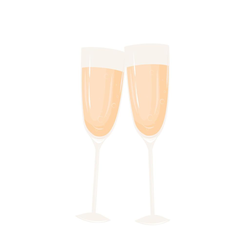 Champagne glass vector illustration. A glass of sparkling wine. isolated on a white background. Elements for a holiday, anniversary and wedding.