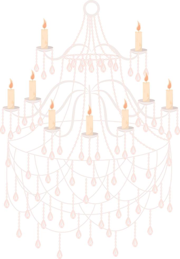 Classic crystal chandelier. Vector illustration. Vintage cross highlighted on a black background. Ceiling interior in retro style. Lighting.